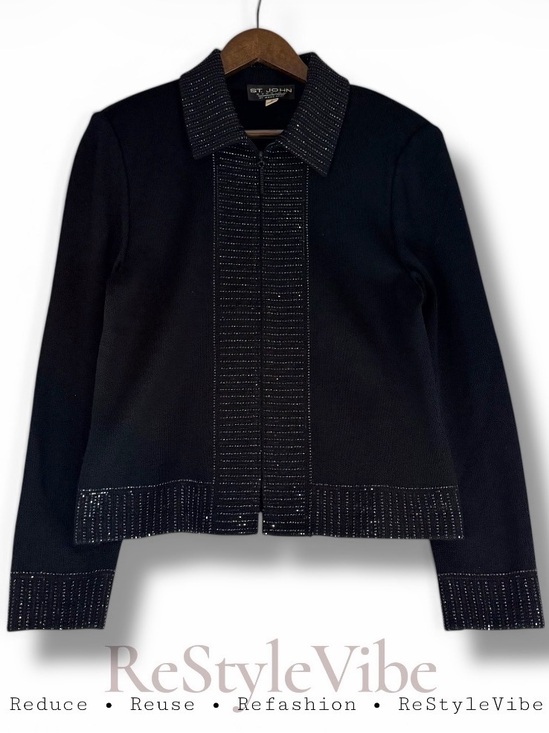 St. John Sweaters - ST JOHN EVENING Women’s Size 10 Sweater Cardigan VINTAGE Embellished Made in USA